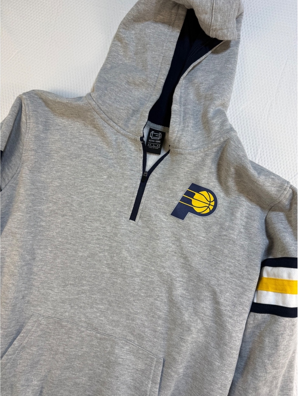 Indiana Pacers Ultra Game Hoodie Mens L Gray 1/4 Zip NBA Varsity Streetwear